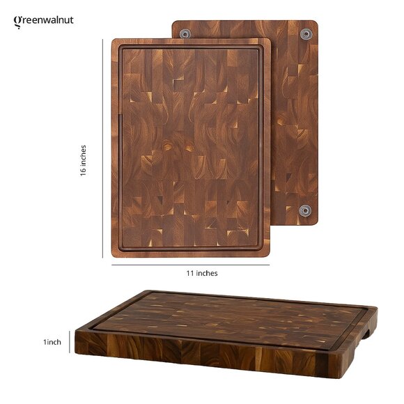 Greenwalnut Premium Acacia End-Grain Cutting Board with Juice Groove - Picture 5 of 5